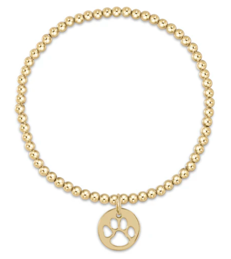 enewton Extends - Classic Gold 3mm Bead Bracelet - Paw Print Gold Disc