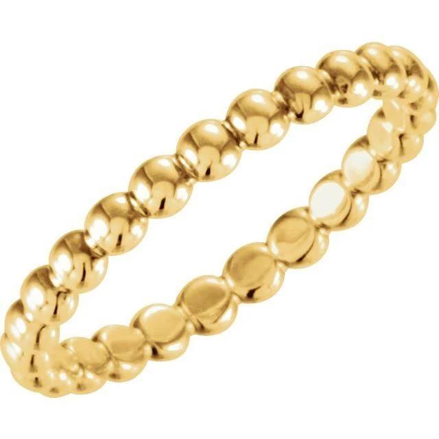 Classic Gold 2.5mm Beaded Disc Ring- Size 6