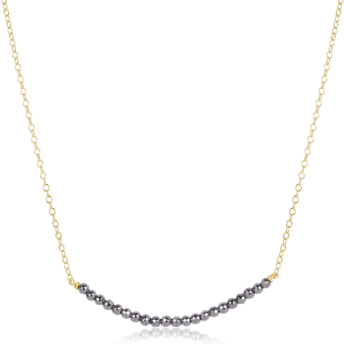 16" necklace gold - beaded bliss silver faceted hematite