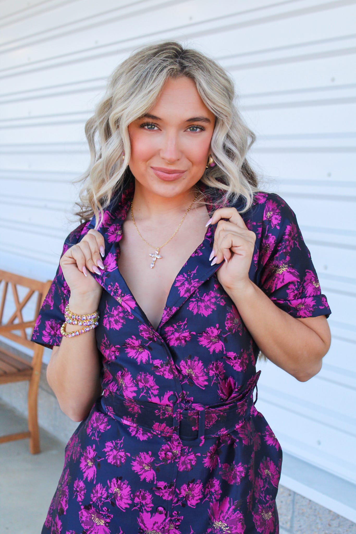 Pink Blossoms Jacquard Mini Dress