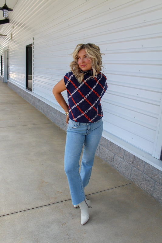 Frankie Sleeveless Chain Print Knit Top