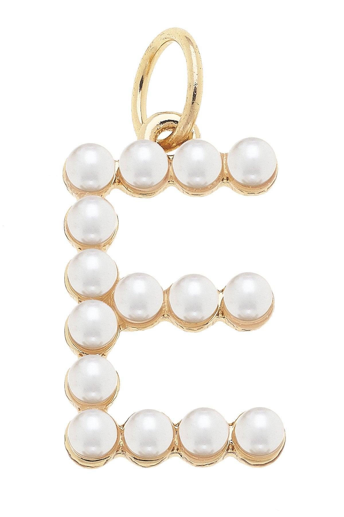 Pearl - Studded Letter Charm in Ivory