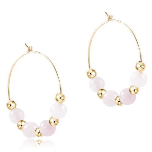 Enewton Beaded Grateful Bliss 1.25" Post Hoop- Rose Quartz