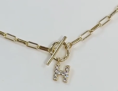 Sparkle Mini Toggle Initial Necklace