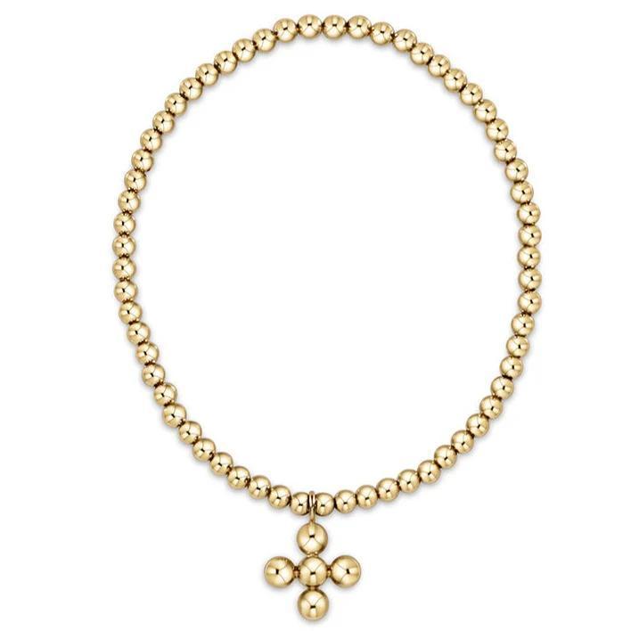 Classic Gold 3mm Bead Bracelet- Signature Cross Charm