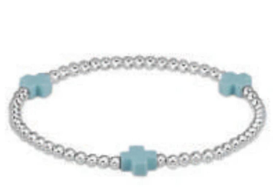 enewton Extends - Signature Cross Sterling Pattern 3mm Bead Bracelet - Turquoise