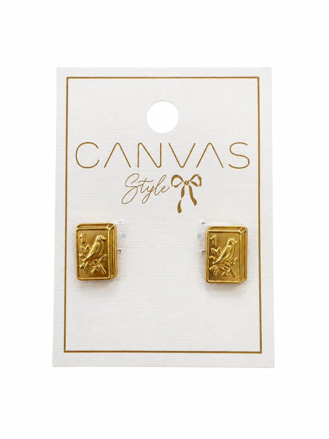 Bird Bam 24K Plated Tile Stud Earrings