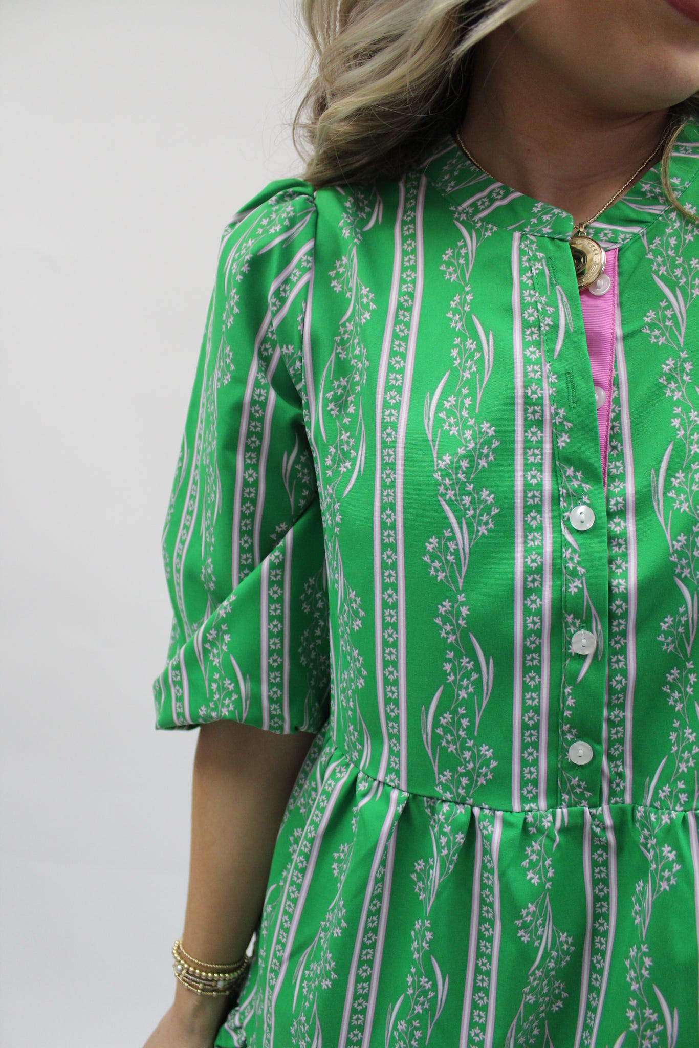 Riley Garden Lace Mini Dress in Green