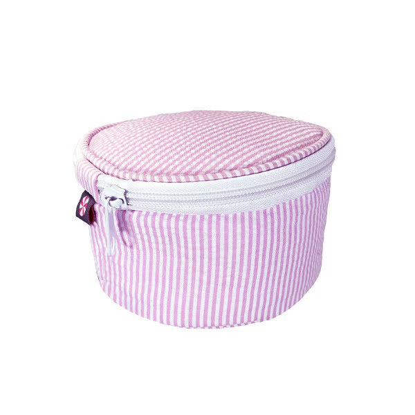 6" Pink Seersucker Button Bag