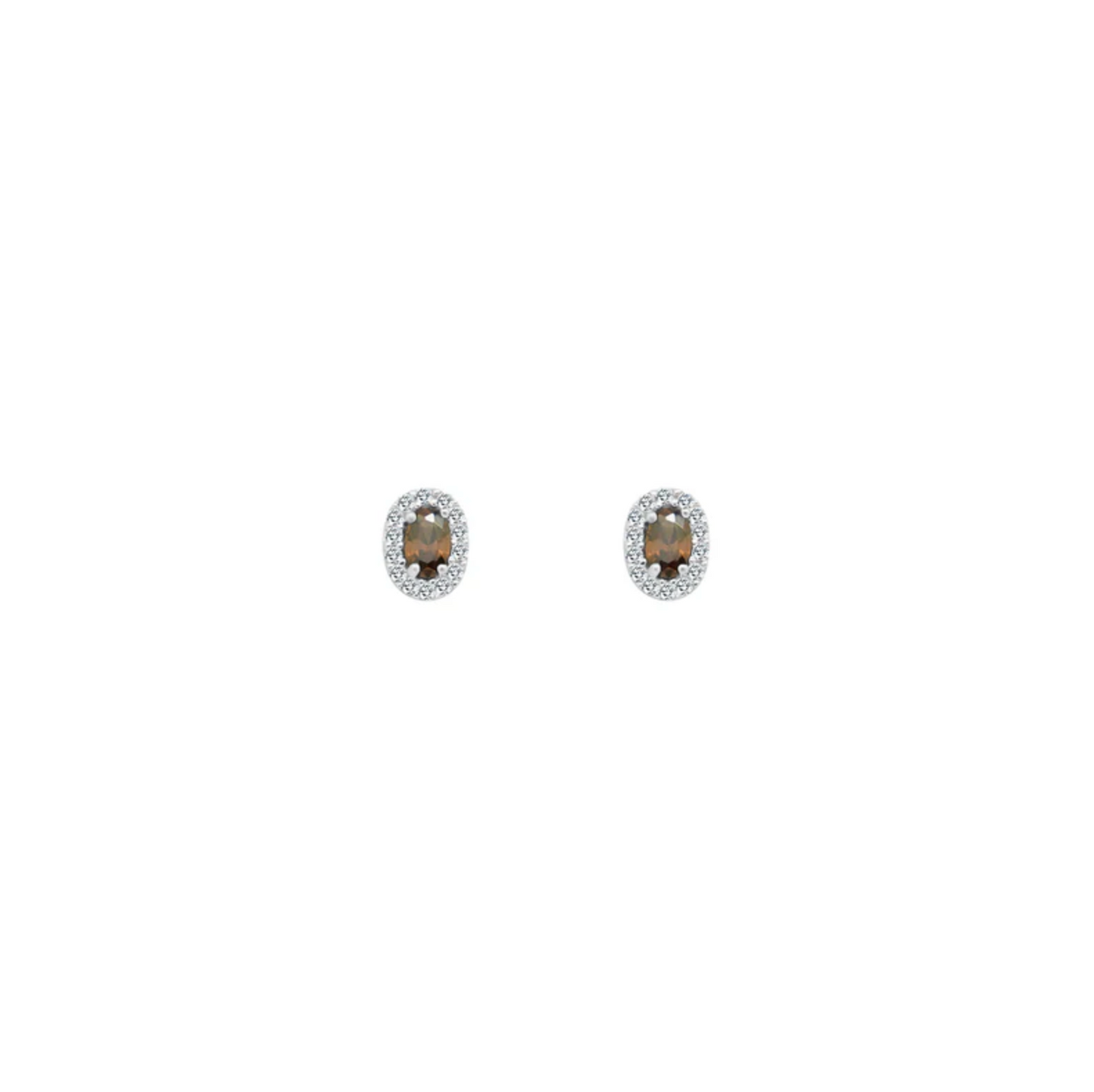 Sterling Silver Oval CZ Earrings