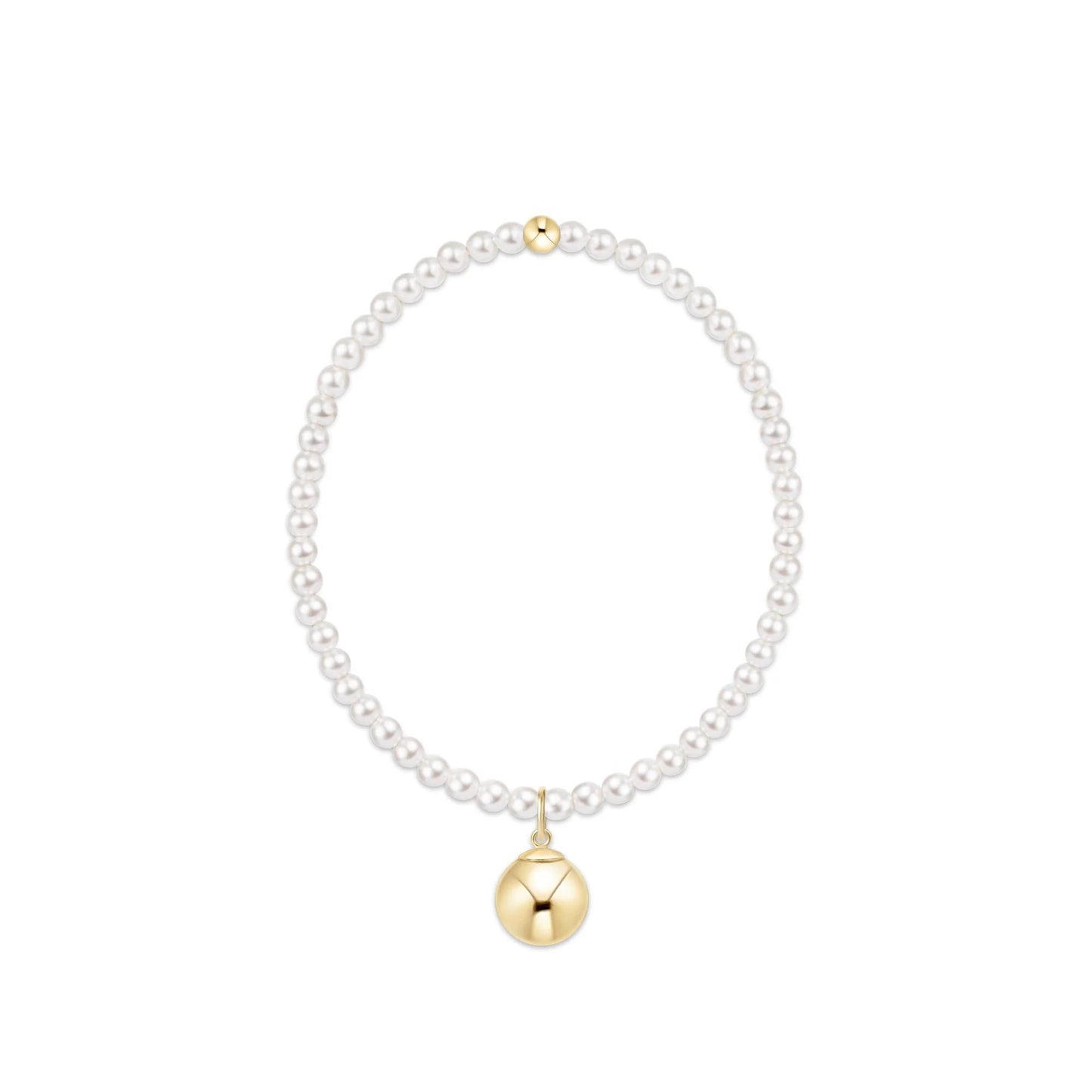 Classic Pearl 3mm Bracelet- Classic Gold 10mm Charm