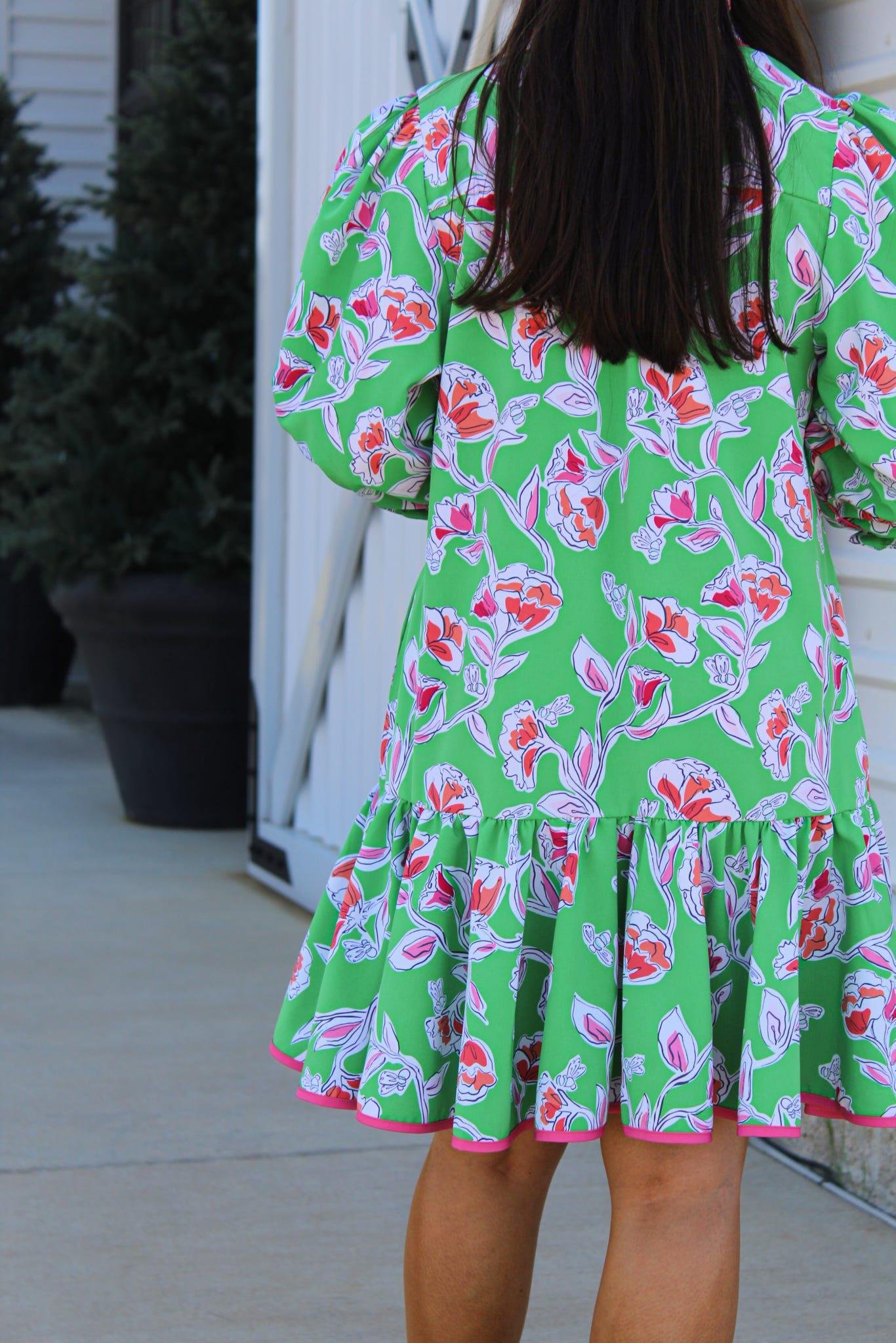 Pretty Petals Green Naomi Dress