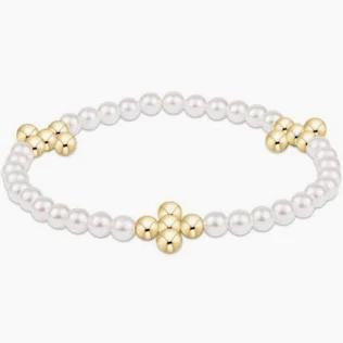 Beaded 4mm Sig Cross 4mm Pearl Bracelet