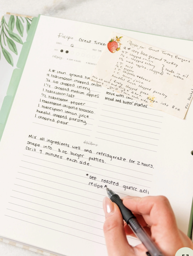 Beige Gingham Large Recipe Binder