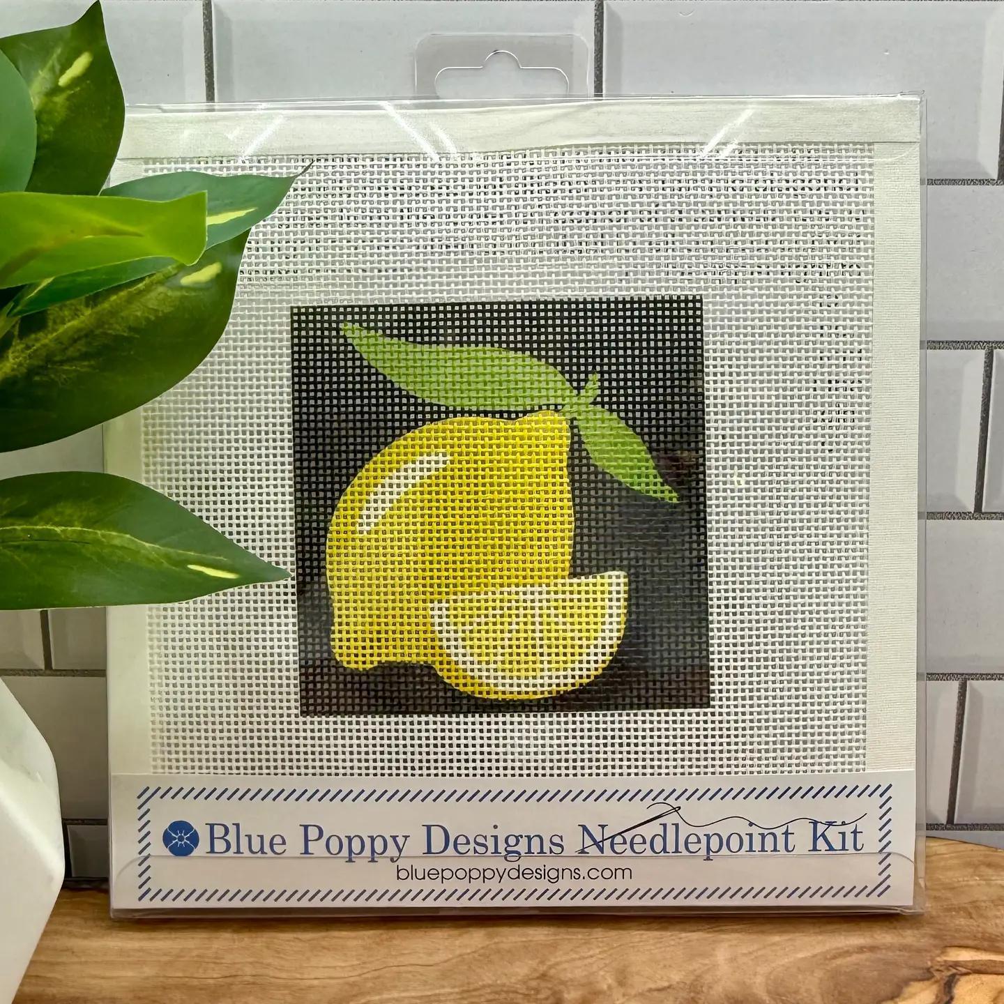 Lemons on a black background Needlepoint Kit