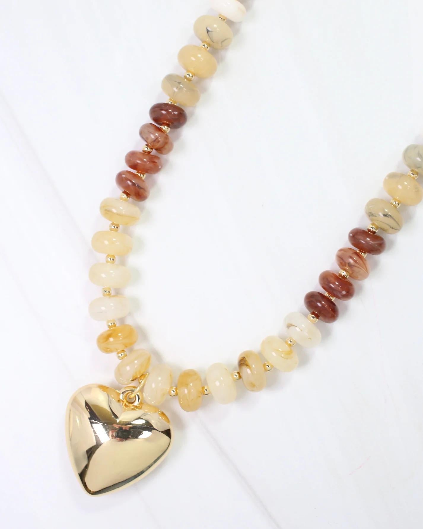 Belmont Stone Beaded Heart Necklace
