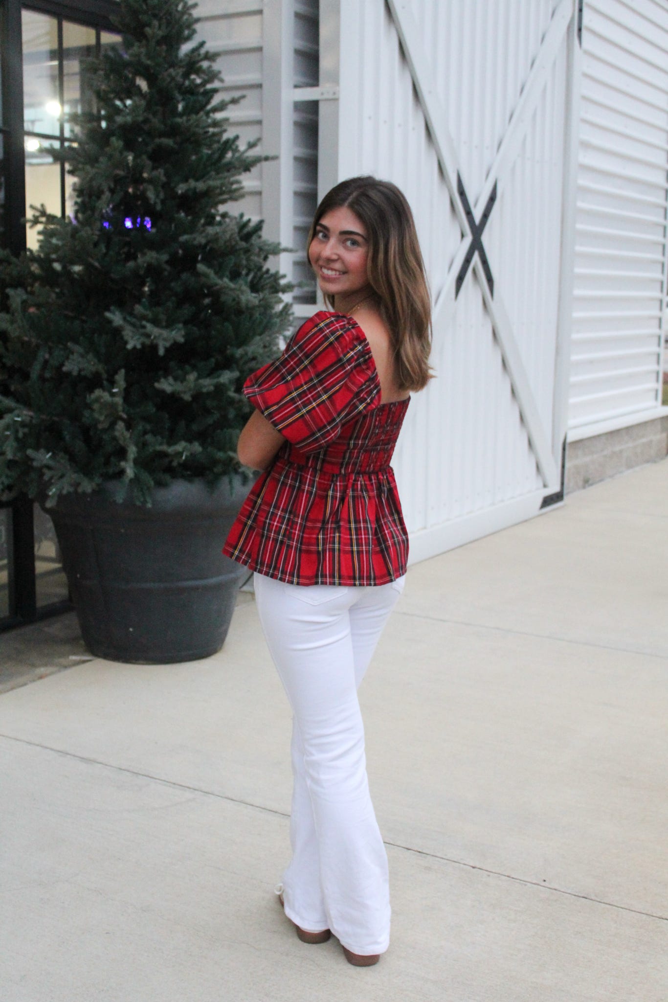 Isabel Red Plaid Top