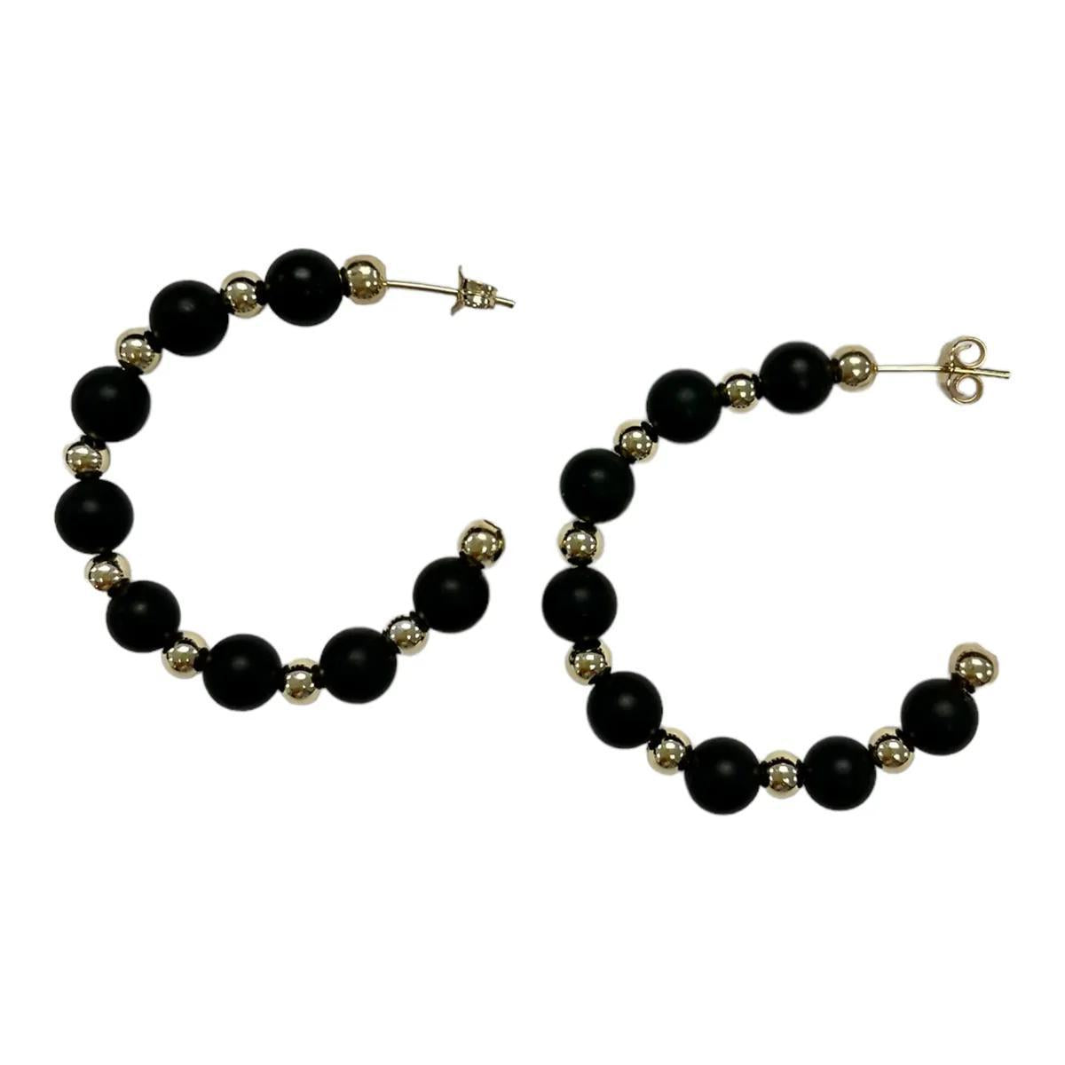 Enewton Beaded Grateful 1.25" Post Hoop- Matte Onyx