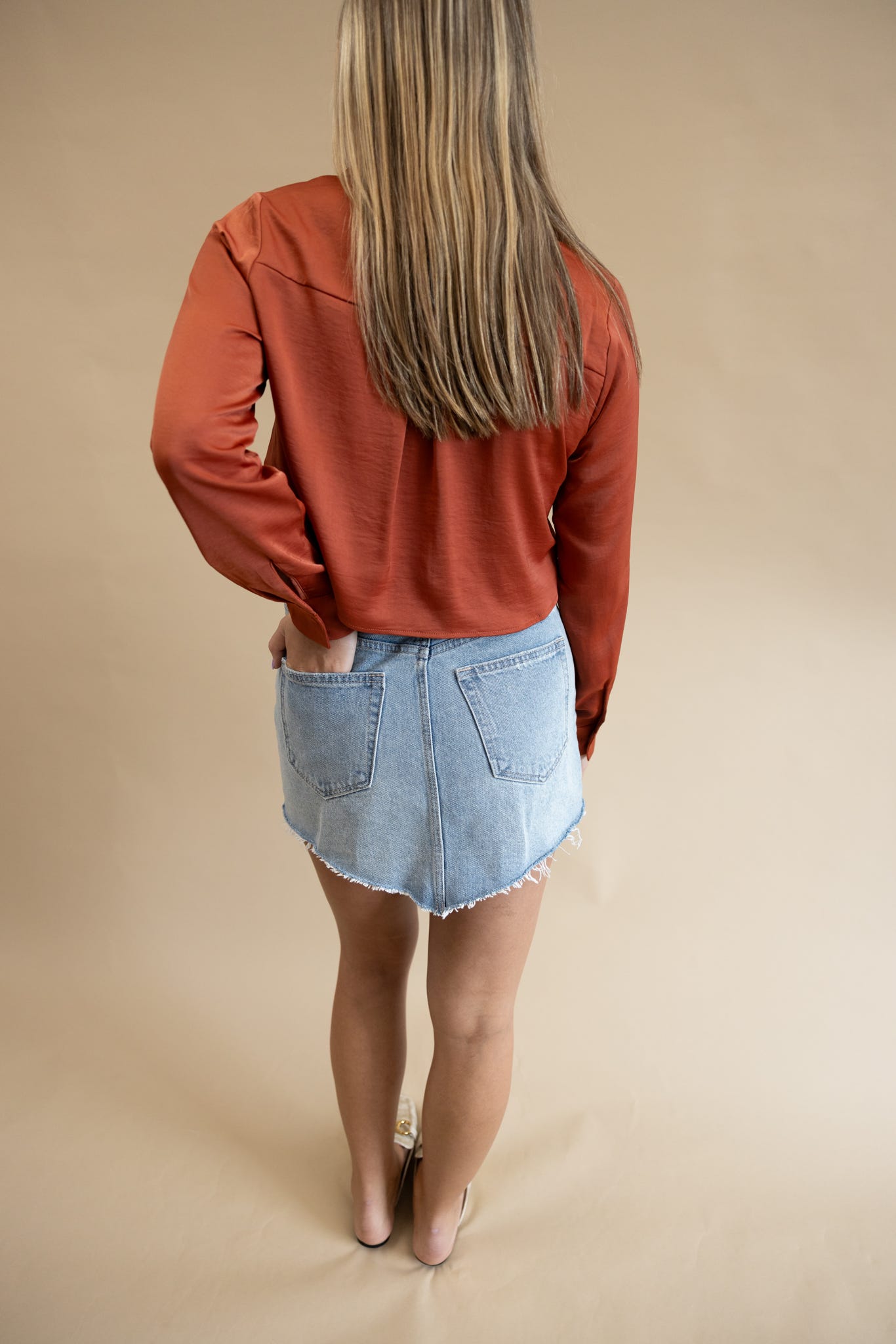 Cropped Basic Button Up