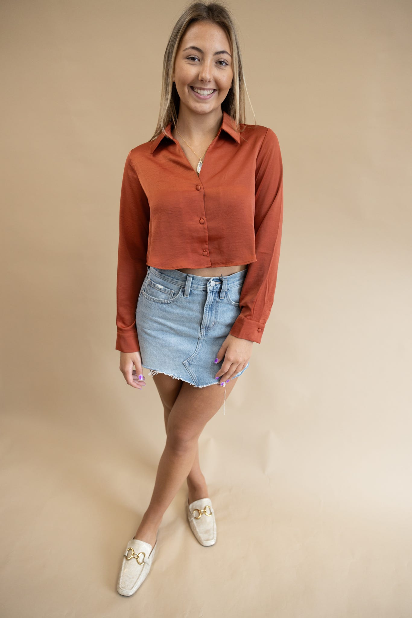 Cropped Basic Button Up