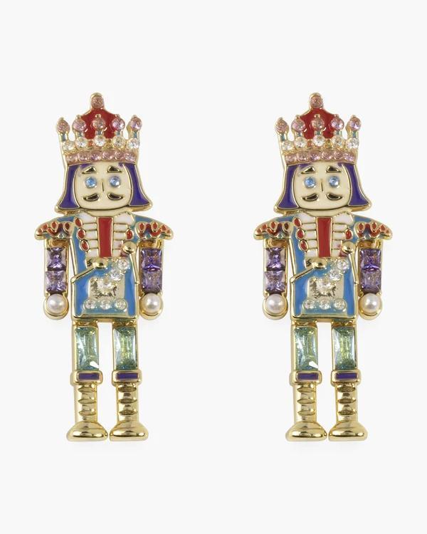 Gold CZ Nutcracker Earrings