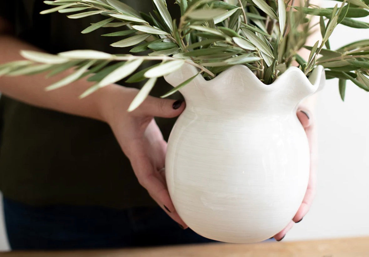 Signature White Ruffle Vase