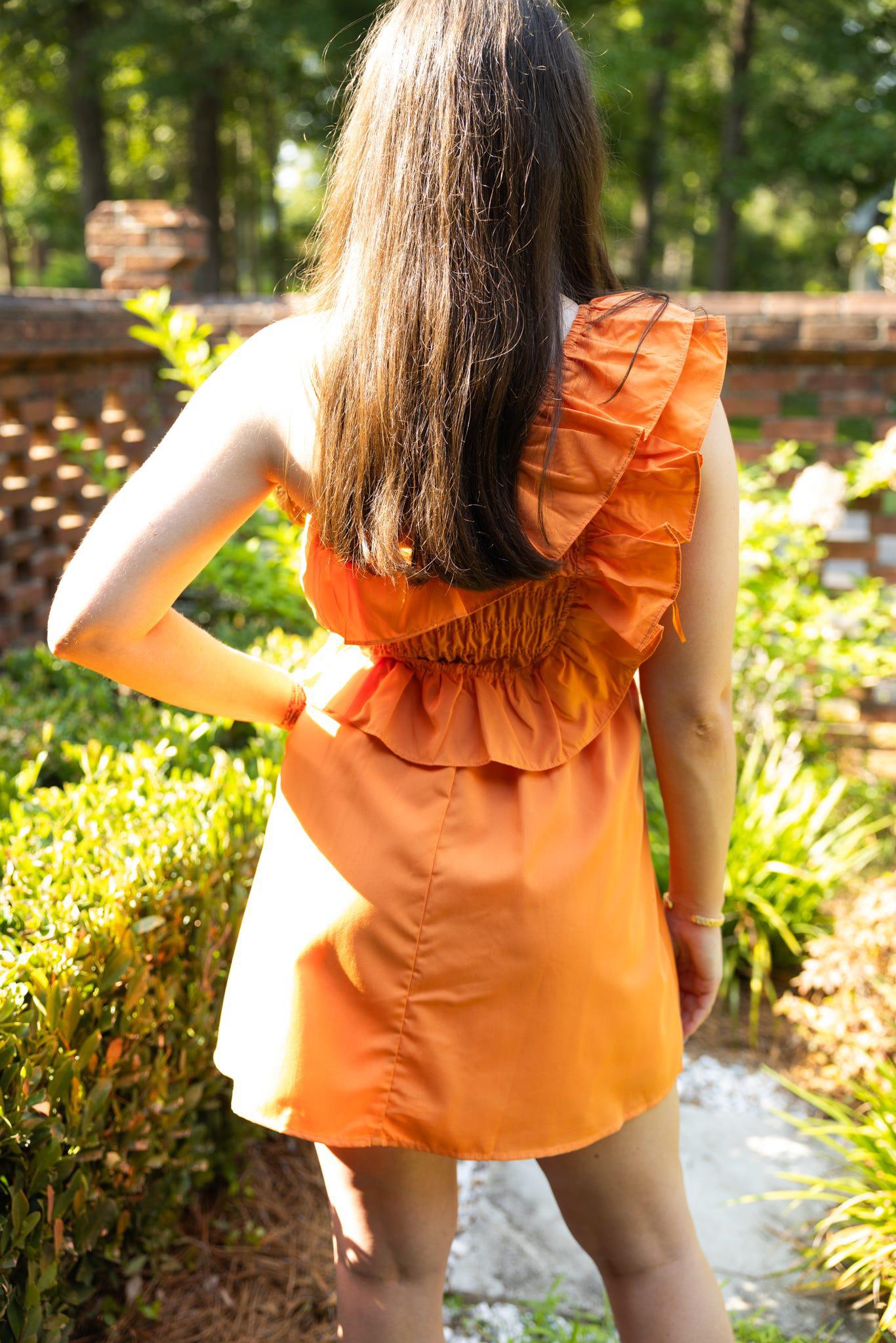 Striped Dress With Ruffled Tank Strap