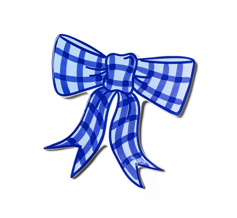 Blue Gingham Bow Big Attachment