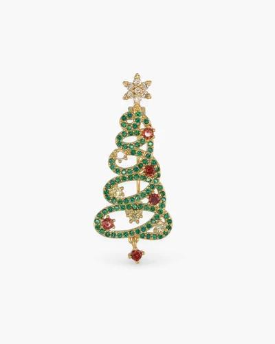 Gold CZ Spiral Christmas Tree Pin
