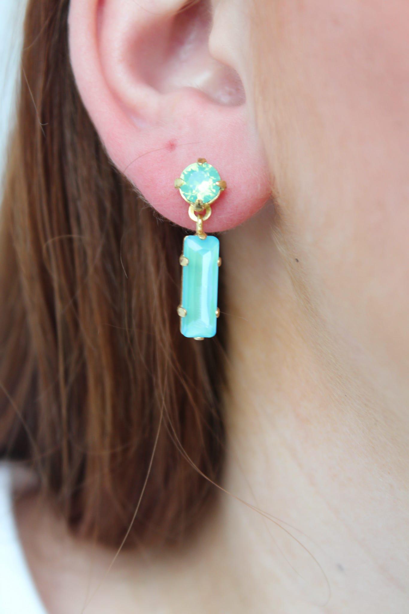 Pacific Opal Drop Baguette Earring
