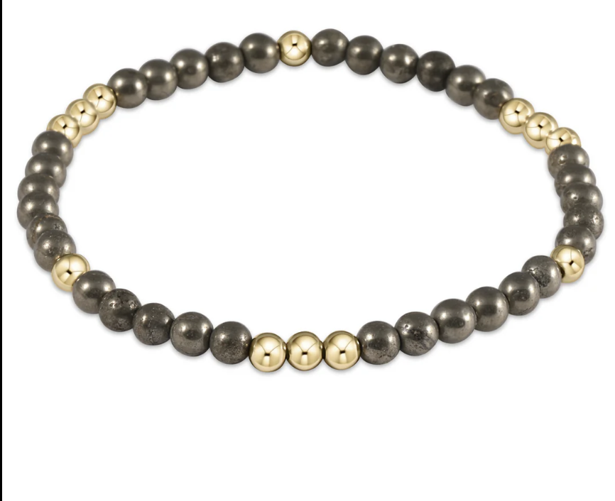 Worthy Pattern 4mm Bead Bracelet - Pyrite