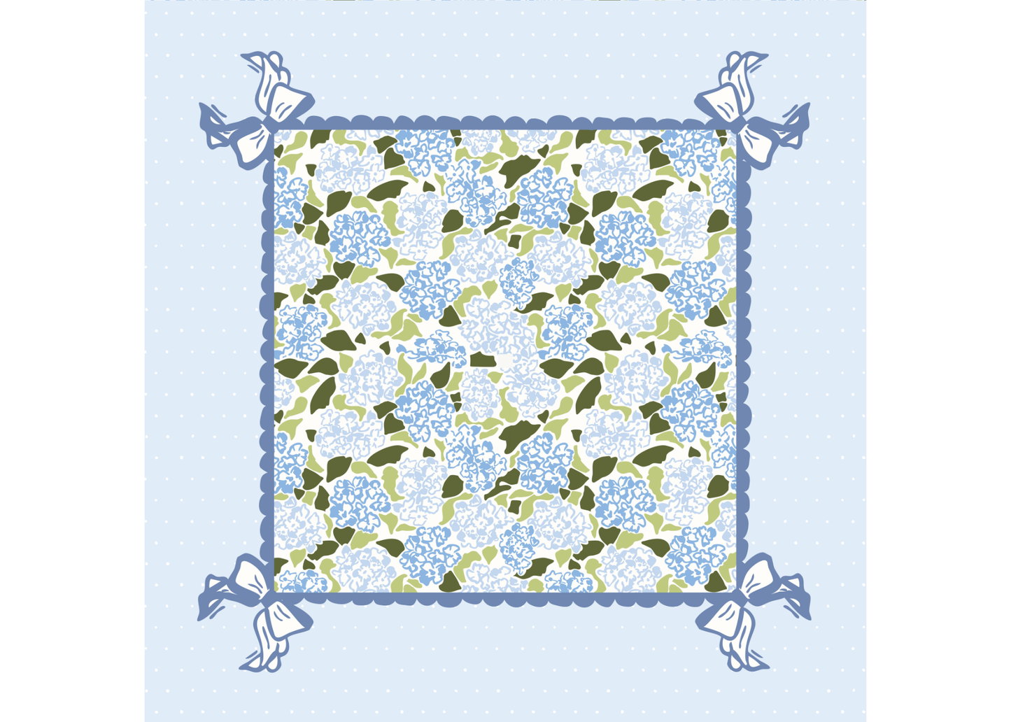 Hydrangea Mahjong Playing Mat