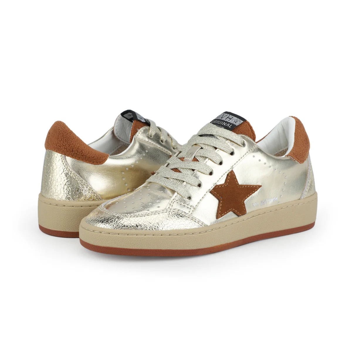 Denisse 46 - Metallic Washed Gold Chestnut Pop Star Low Top