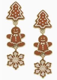 Gingerbread Village Enamel Earrings in Brown