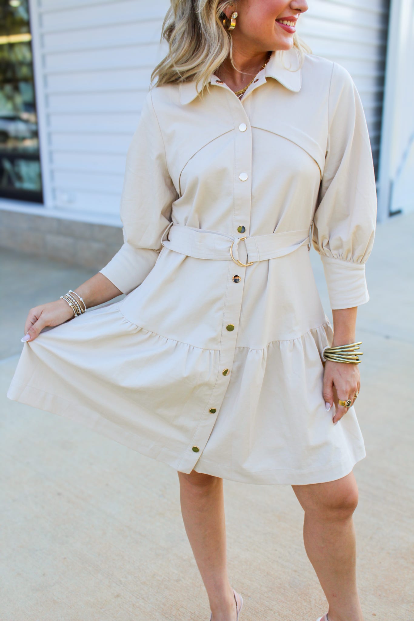 Berkley Mid Sleeve Button Up Dress