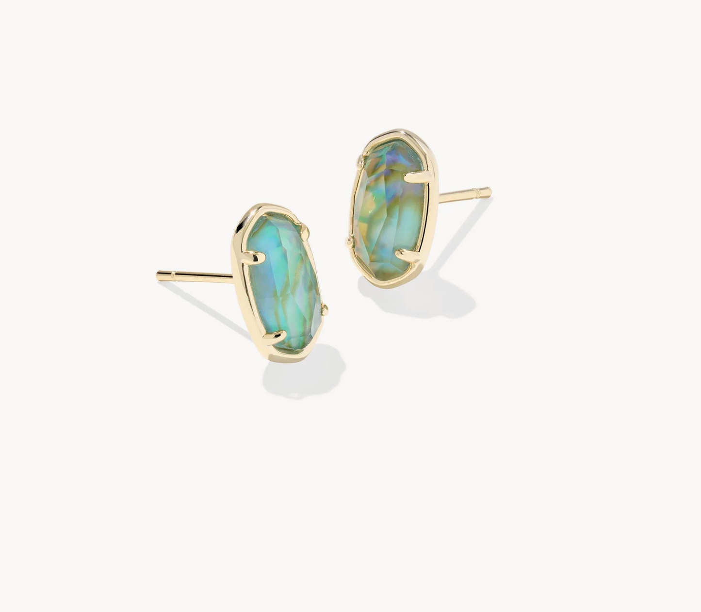 Grayson Stone Stud Ear Gold Deep Aqua Illsn