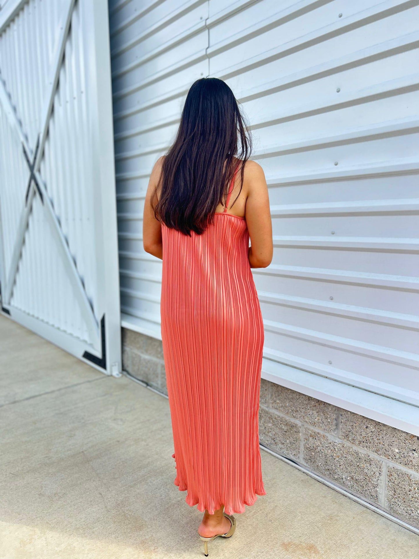 Pleated Cami Midi Dress
