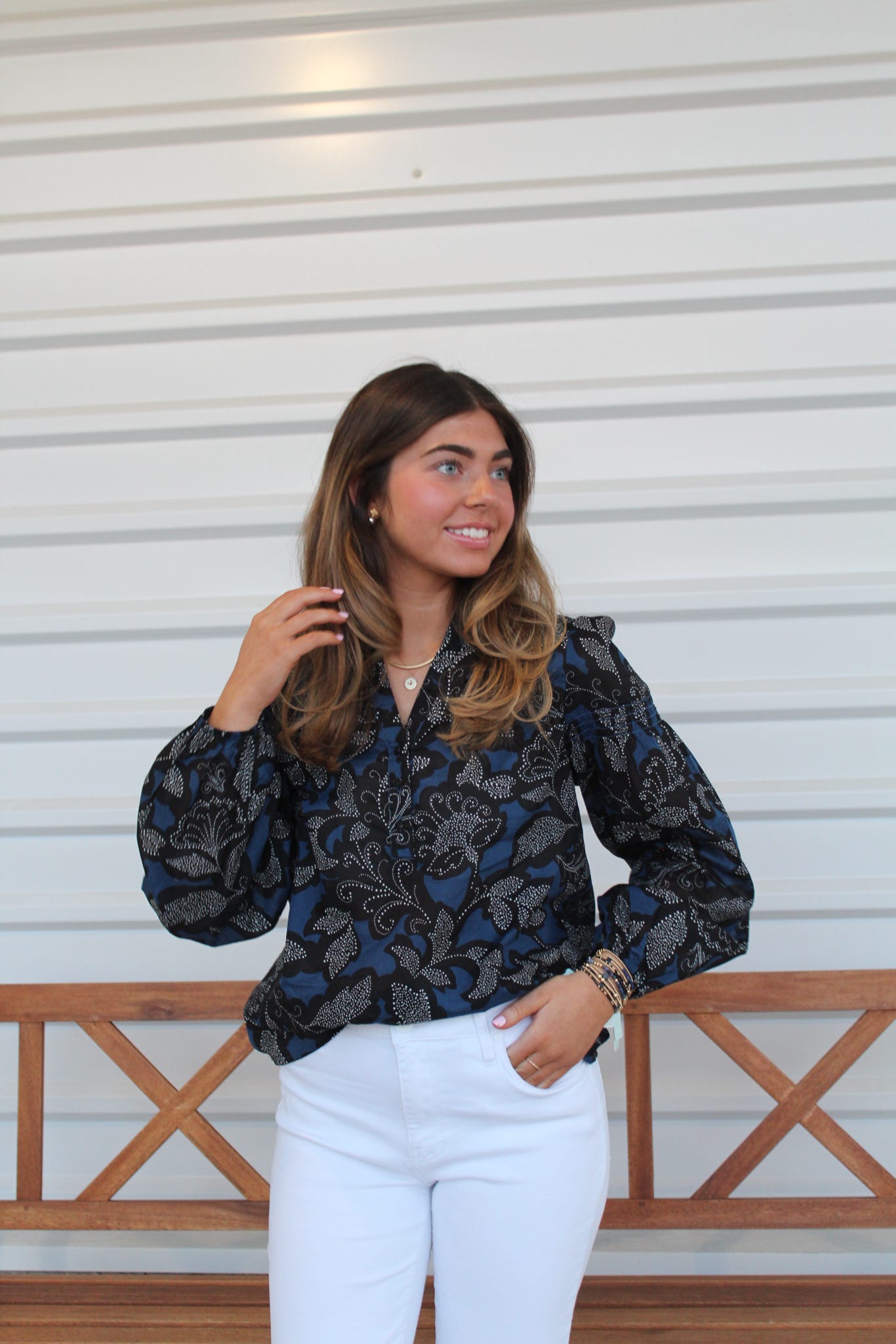 Midnight Garden Navy and Black Blouse