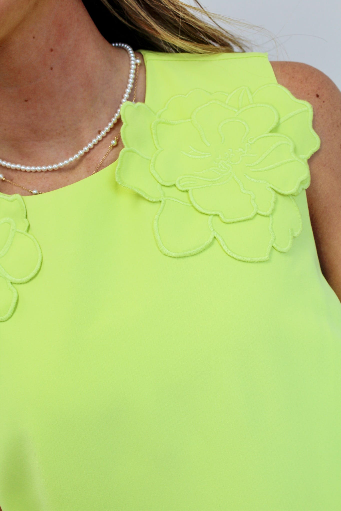 Chartreuse Citrus Bloom Mini Dress
