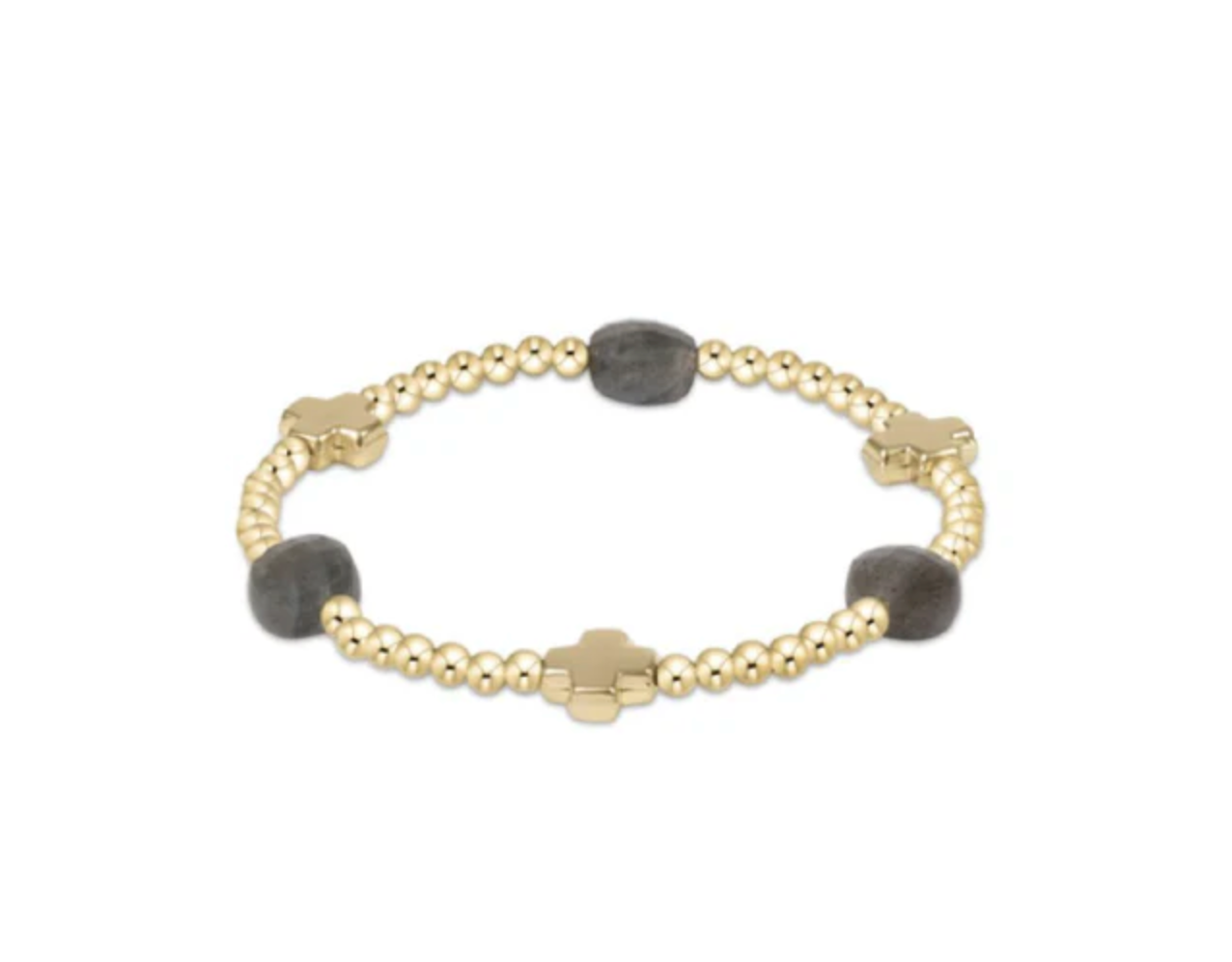 Signature Cross Admire Gold Pattern 3mm Bead Bracelet