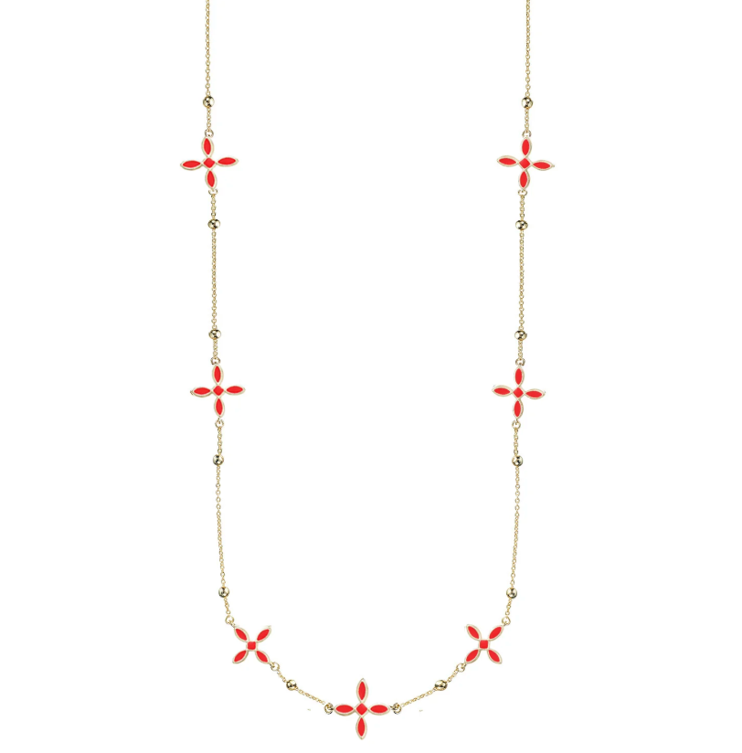 Enamel Cross Station Necklace