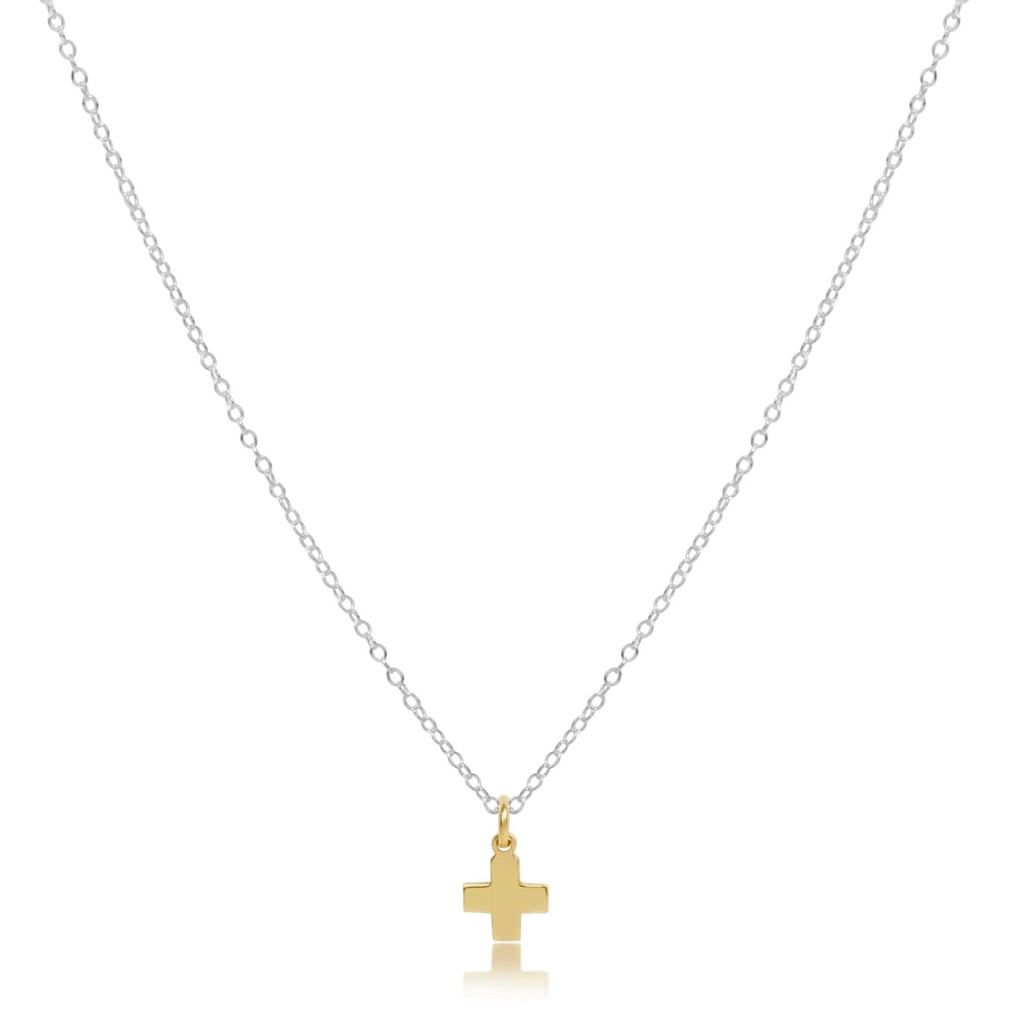 16" Necklace Mixed Metal- Signature Cross Gold Charm