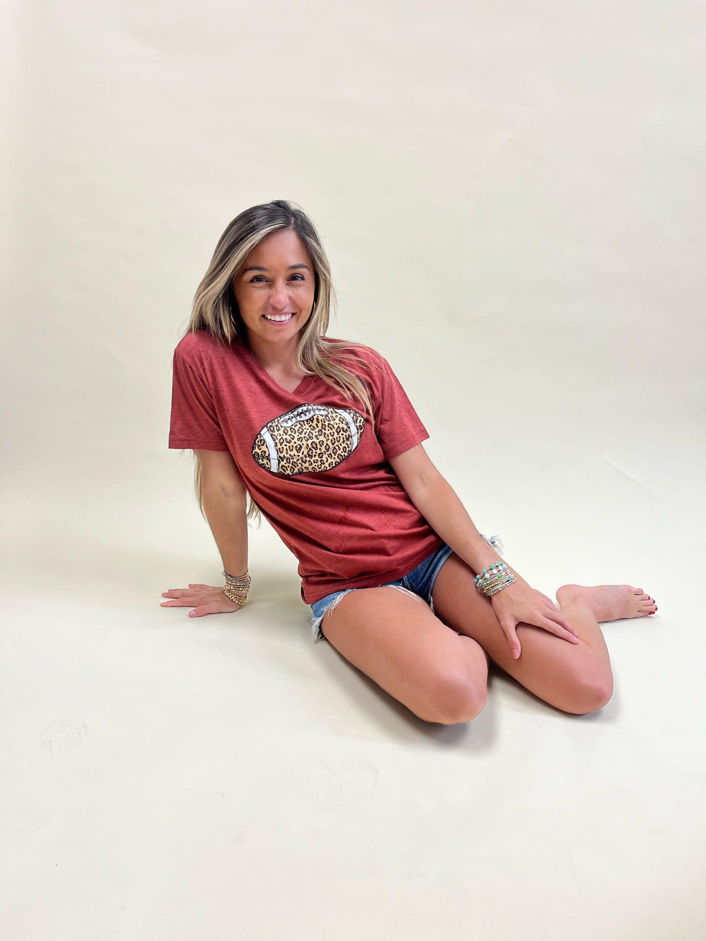 Red Leopard Print Football - Gameday Tee