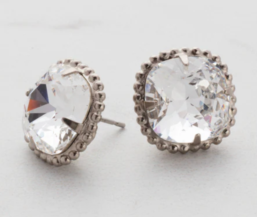 Cushion-Cut Solitaire Stud Earrings (PD/Crystal)