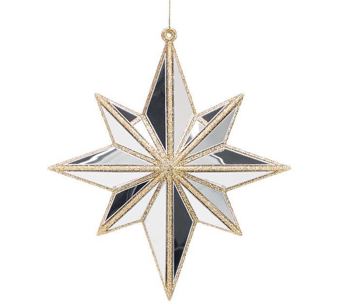 Mirror Starburst with Gold Glitter Ornament