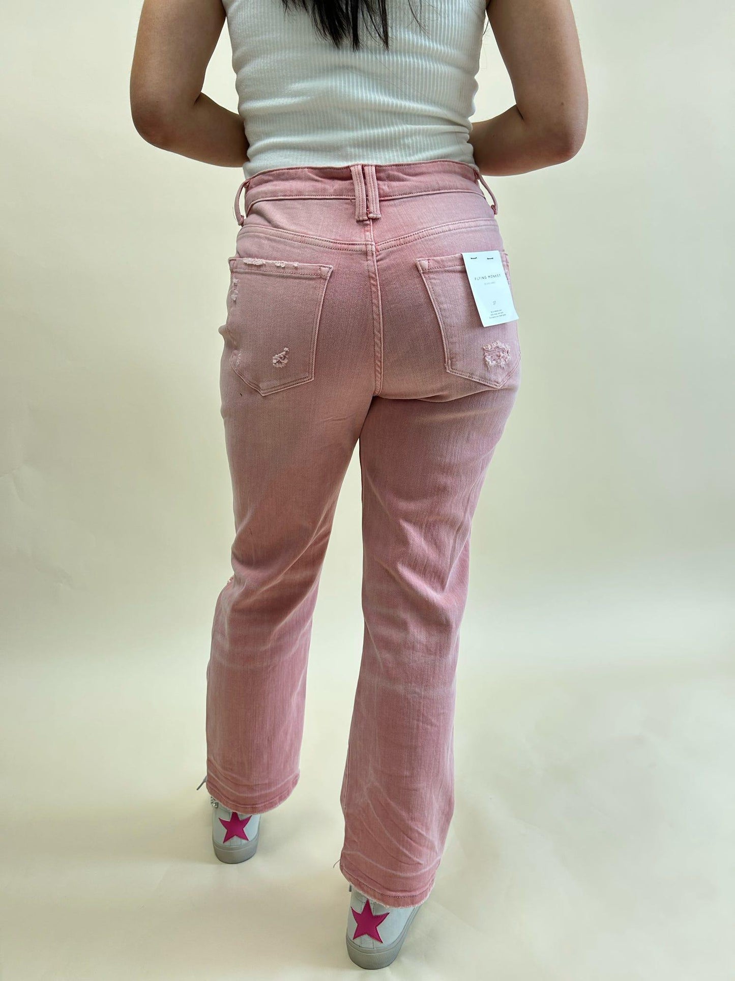 High Rise Criss Cross Crop Straight Jeans