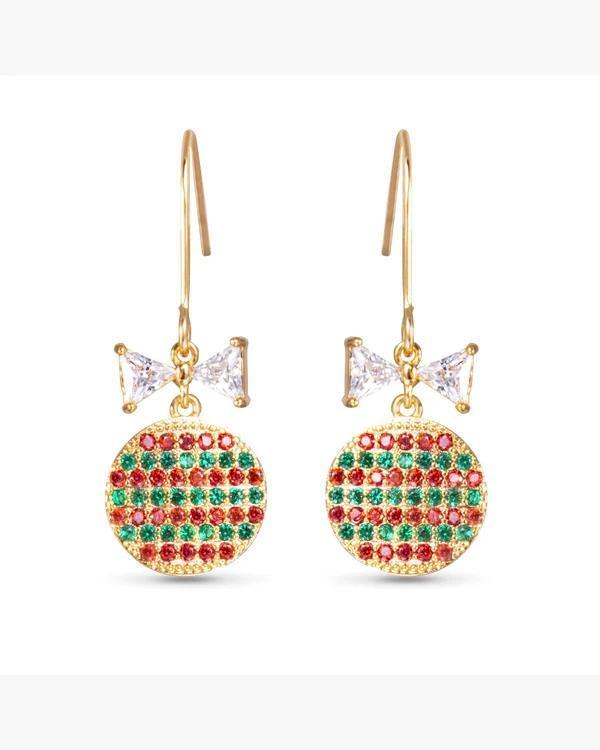 Gold Red/Green Ornament Earrings