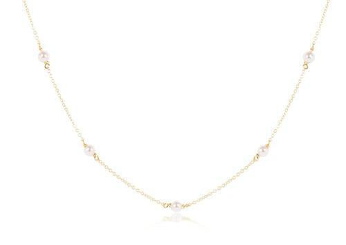 15" Choker Simplicity Chain Gold - 4mm Pearl