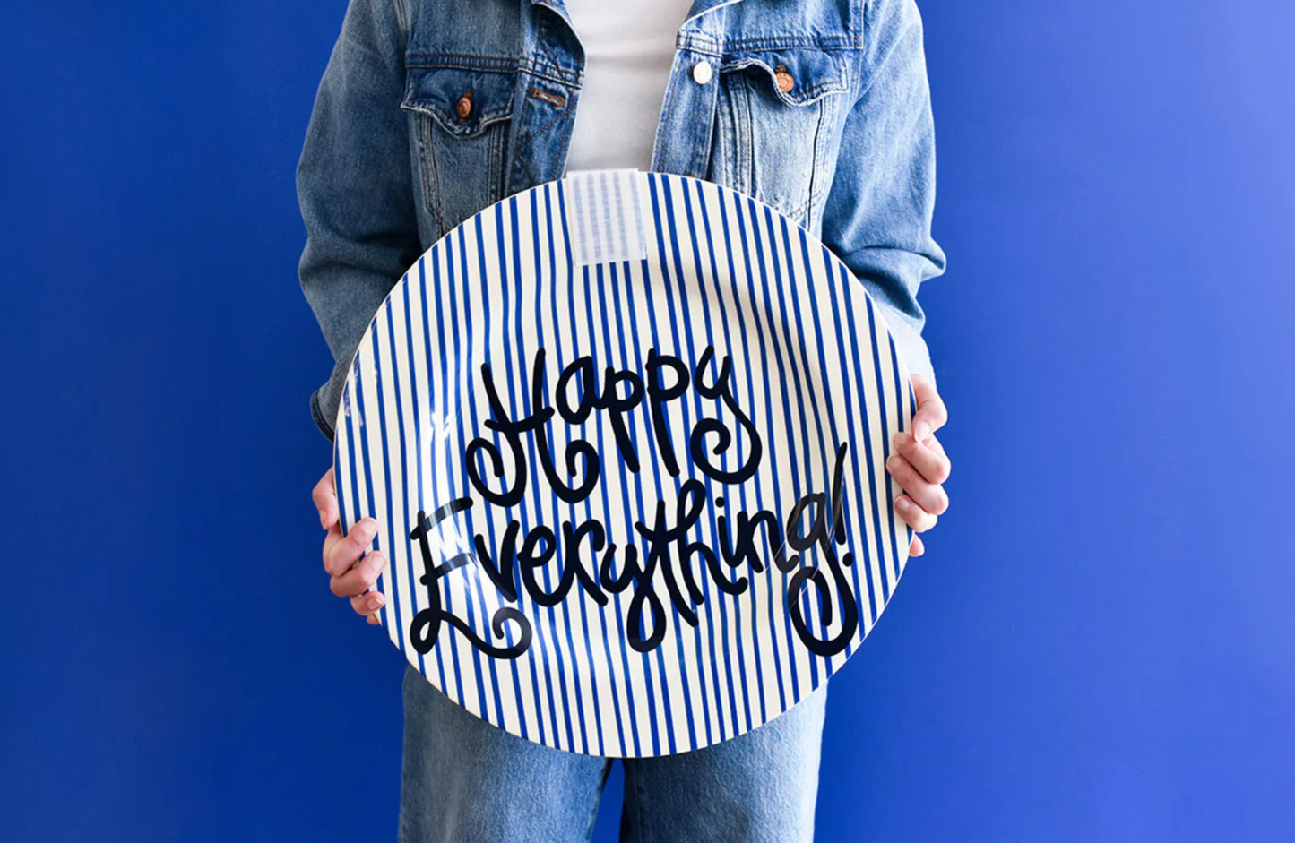 HEV Indigo Skinny Stripe Big Round Platter
