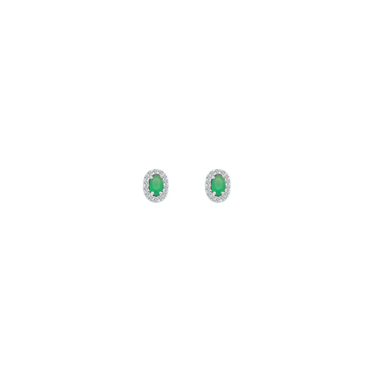 Sterling Silver Oval CZ Earrings